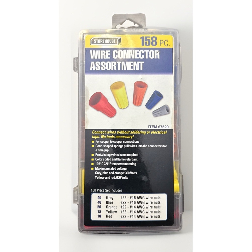 Storehouse 67520 Wire Connector Assortment 300-600V - 158 Pc.